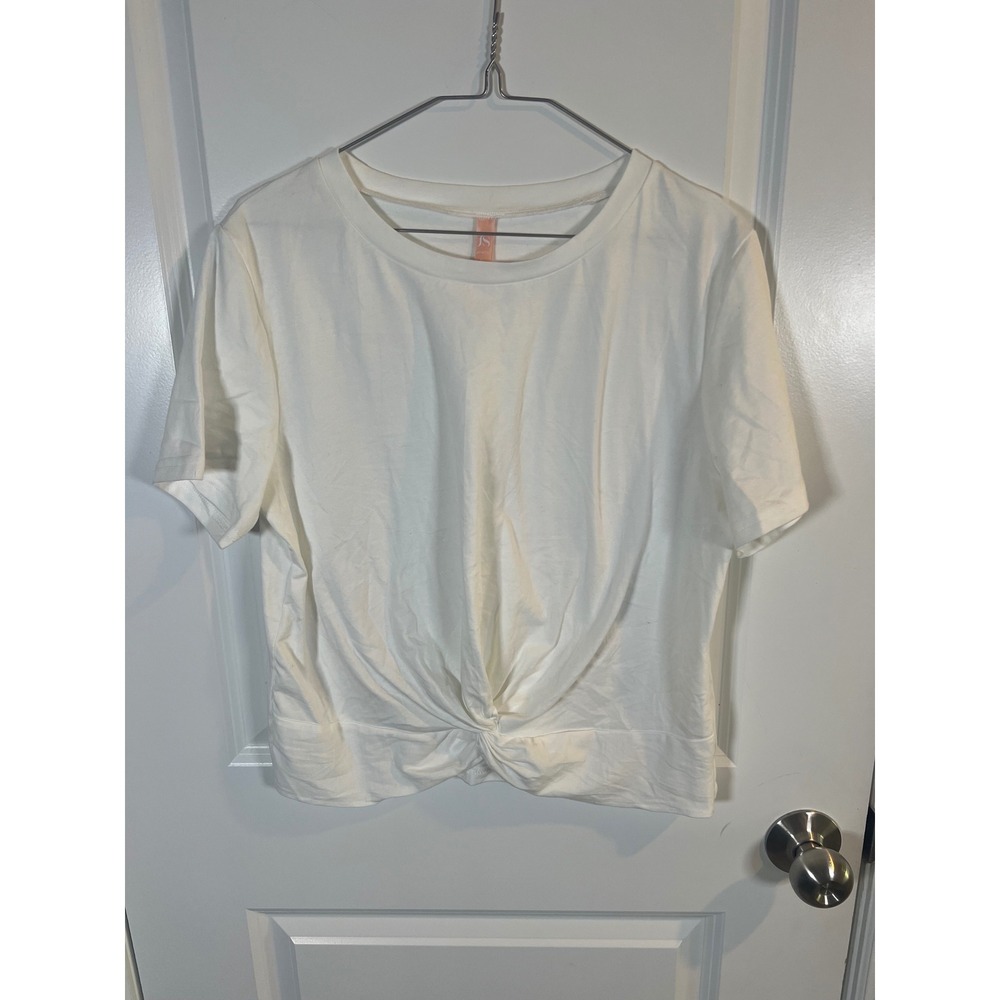Jinkesi Women T-Shirt Twist Front‎ Hem White Large